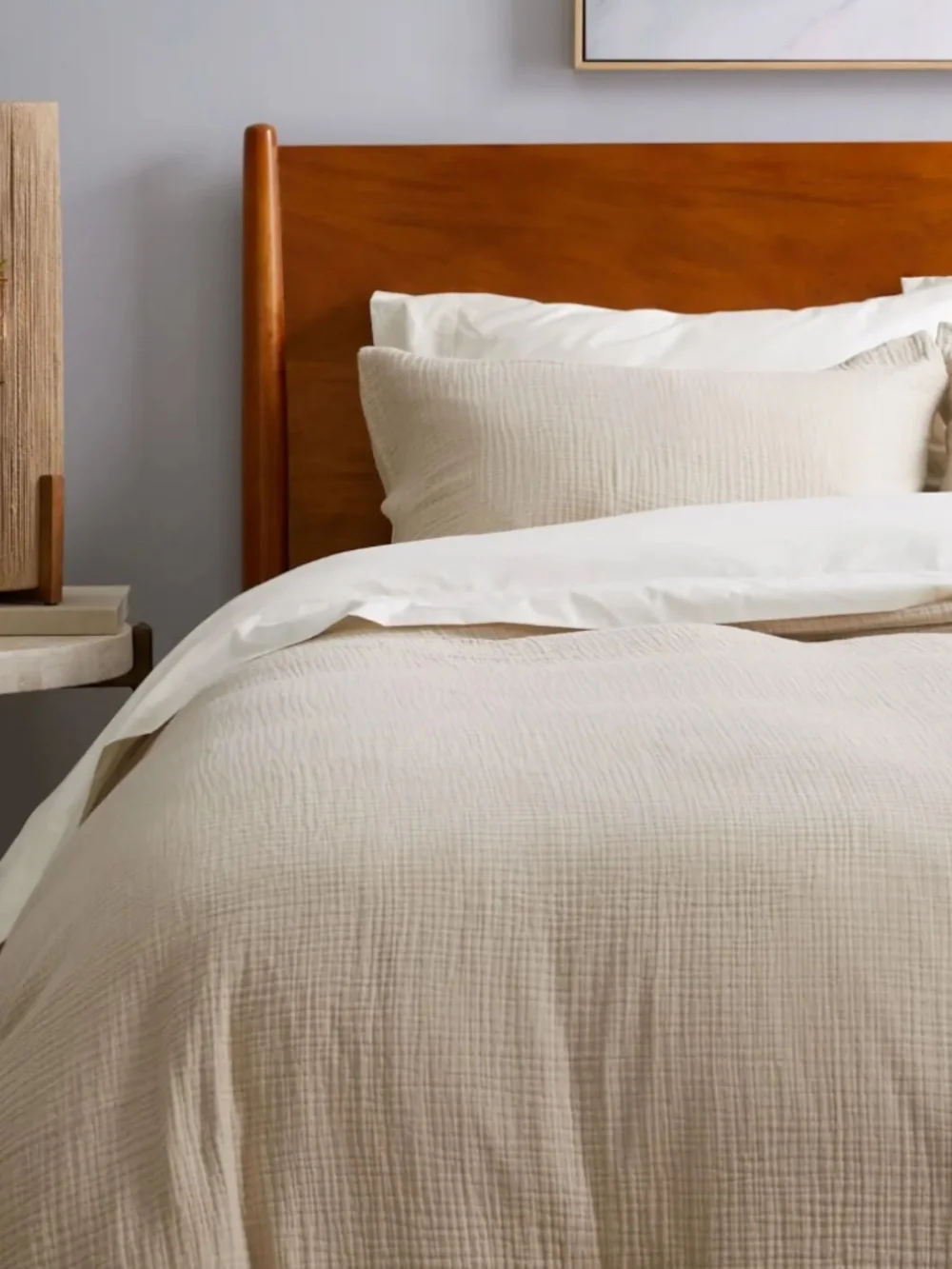 Organic Cotton Airy Gauze Duvet Cover set with shams Full/Queen Dune Tan